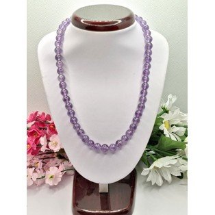 Natural Amethyst Necklace - 8mm beads - 17 Inches Long